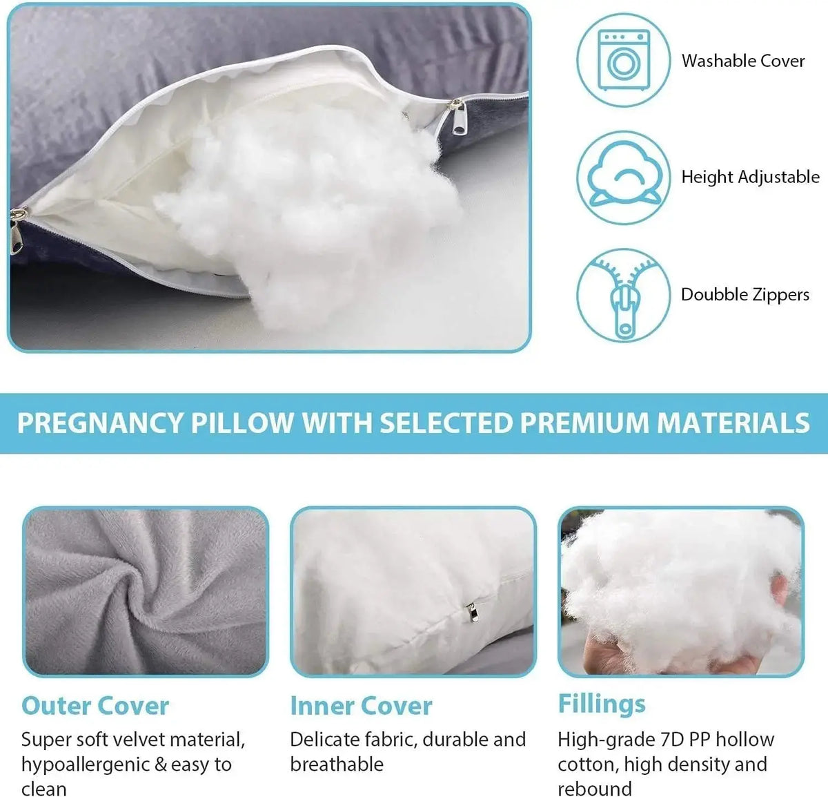 J Shaped Pregnancy Pillow - Jوسادة الحمل على شكل - Omuma