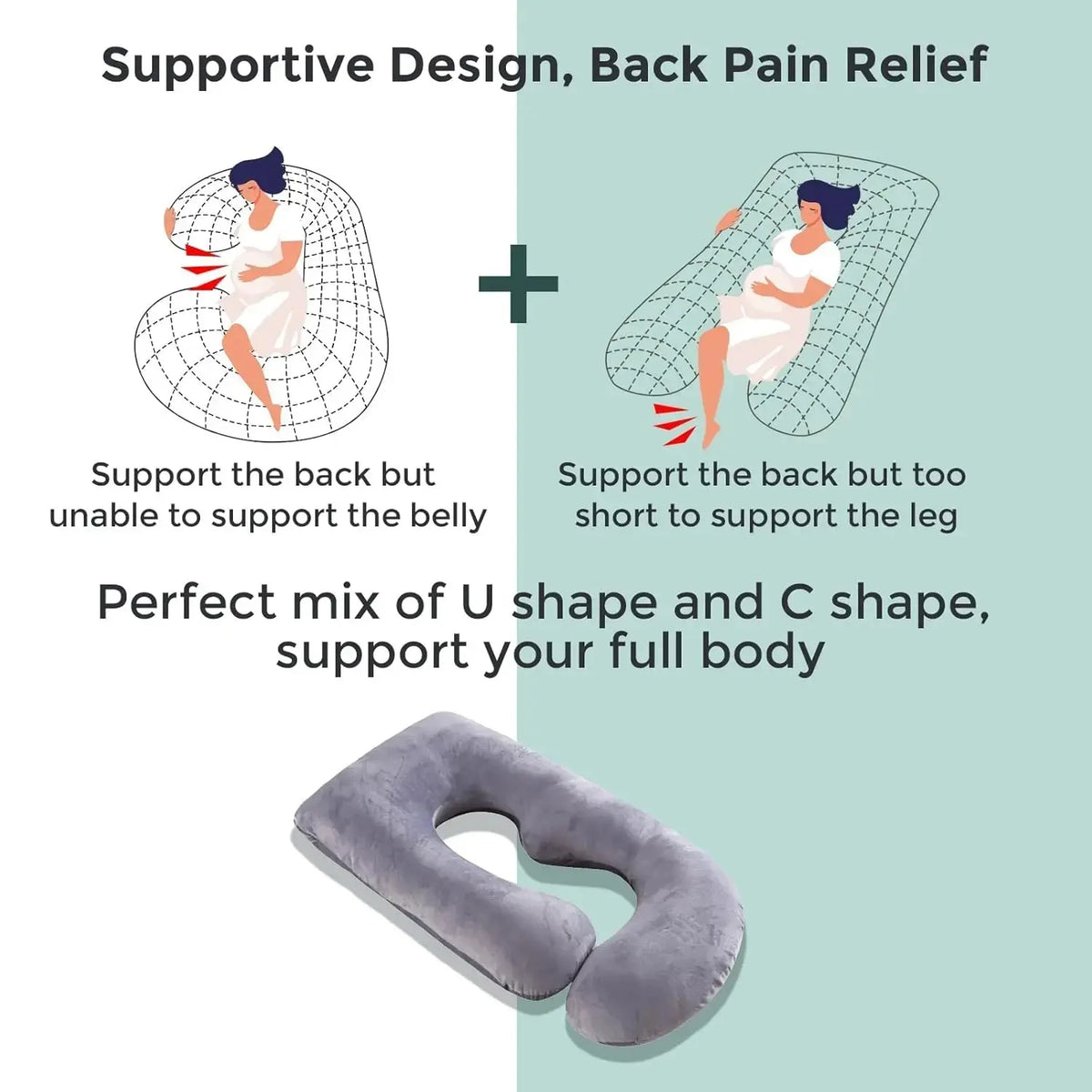 J Shaped Pregnancy Pillow - Jوسادة الحمل على شكل - Omuma